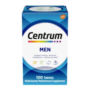 Centrum Homme – Multivitamines avec Vitamines B, C, D3 et E (100 comprimés)