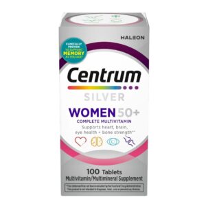 Centrum Silver – Multivitamines pour Femmes 50+ avec Vitamines B, C, D3 et E (100  comprimés)